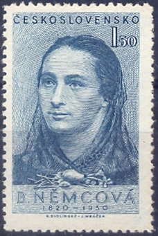 Czechoslovakia 1950 The 130th Birth Anniversary of Božena Němcová 1Kr50.jpg