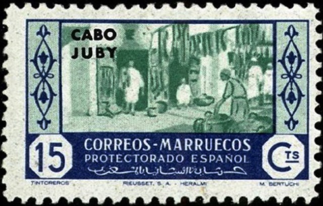 Cape Juby 1946 Spanish Morocco Stamps - Craftsmen - Overprinted "CABO JUBY" 15c.jpg