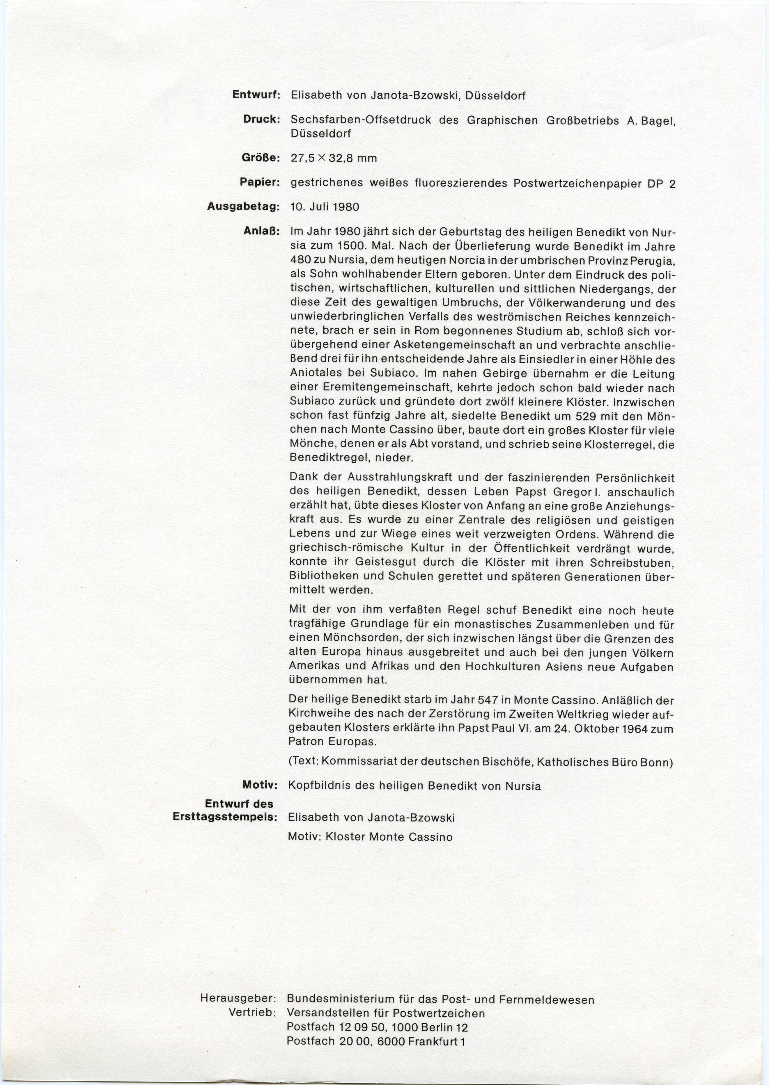 Germany-West 1980 St. Benedict, 1500th Birth Anniversary etb2.jpg