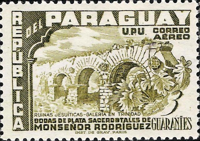 Paraguay 1955 Sacerdotal, Jesuit Ruins 3G.jpg
