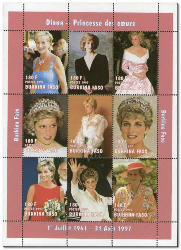 Burkina Faso 1998 Princess Diana's First Death Anniversary 2ms.jpg