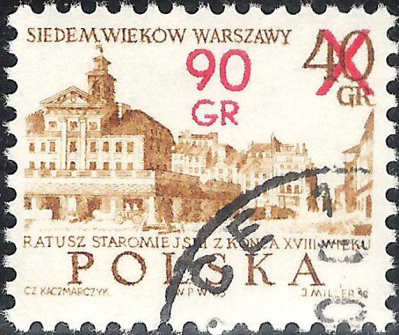 Poland 1972 Warsaw, 700th Anniversary - Surcharges 90G on 40G.jpg