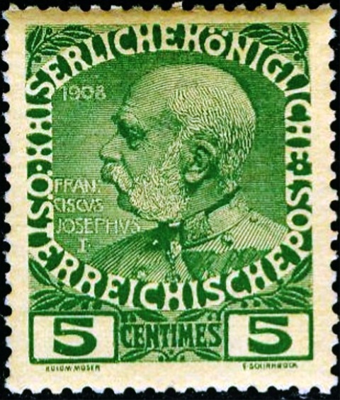 Austro-Hungarian Post Offices in Crete 1908 Definitives - Francis Joseph I 5c.jpg