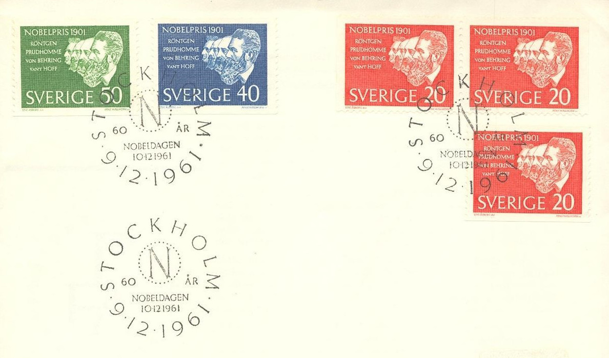 Sweden 1961 Nobel Prize winners in 1901 fdc.jpg