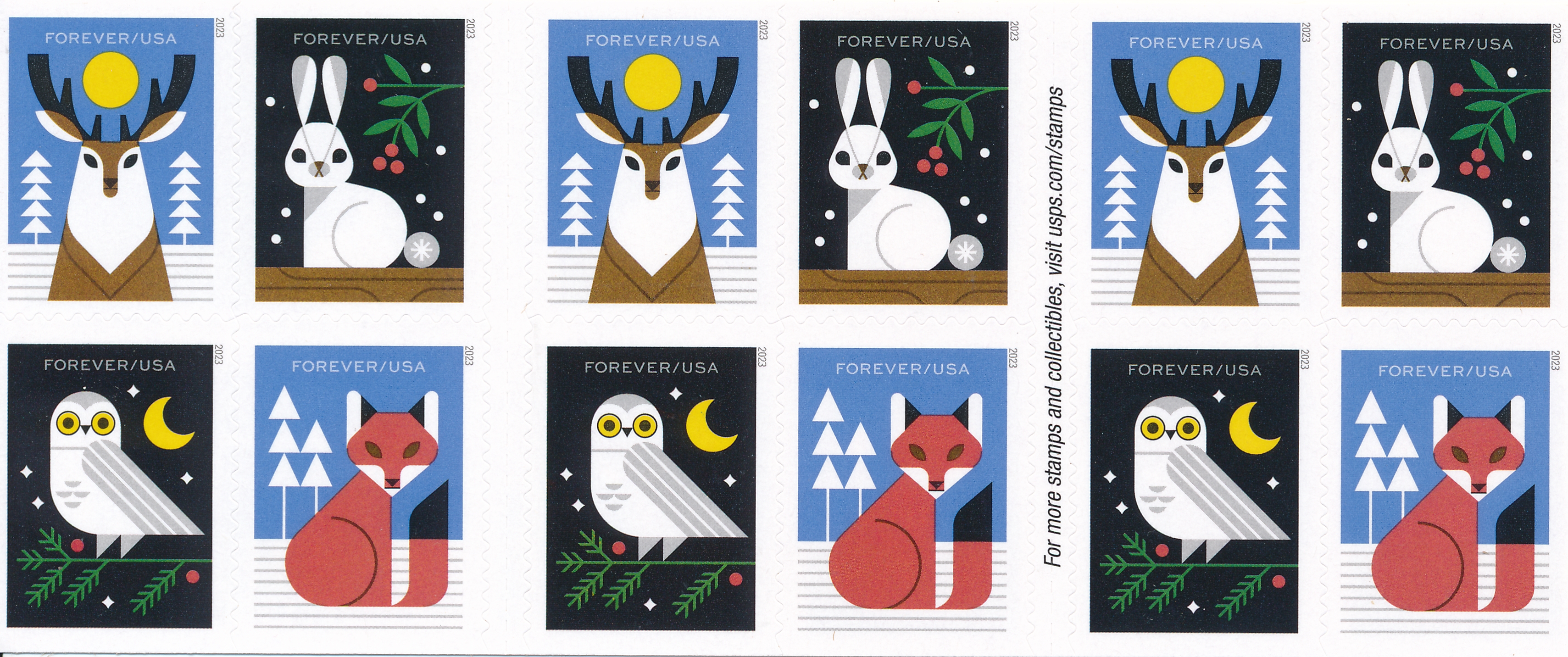 File:United States of America 2023 Winter Woodland Animals Back.jpg