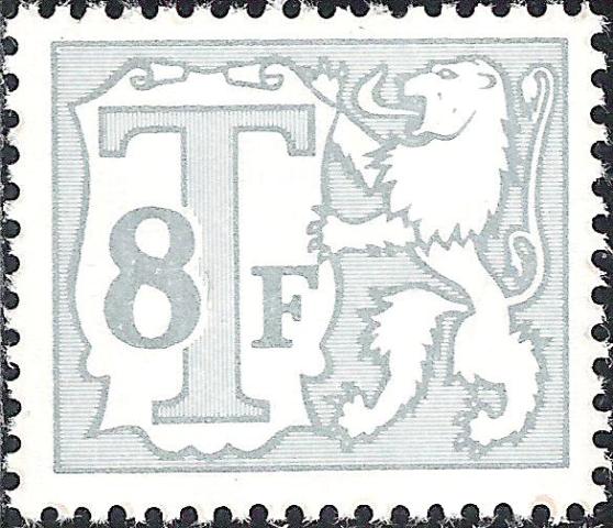 Belgium 1985 - 1988 Heraldic Lion - Small Digit - Postage Due Stamps 8Ft.jpg