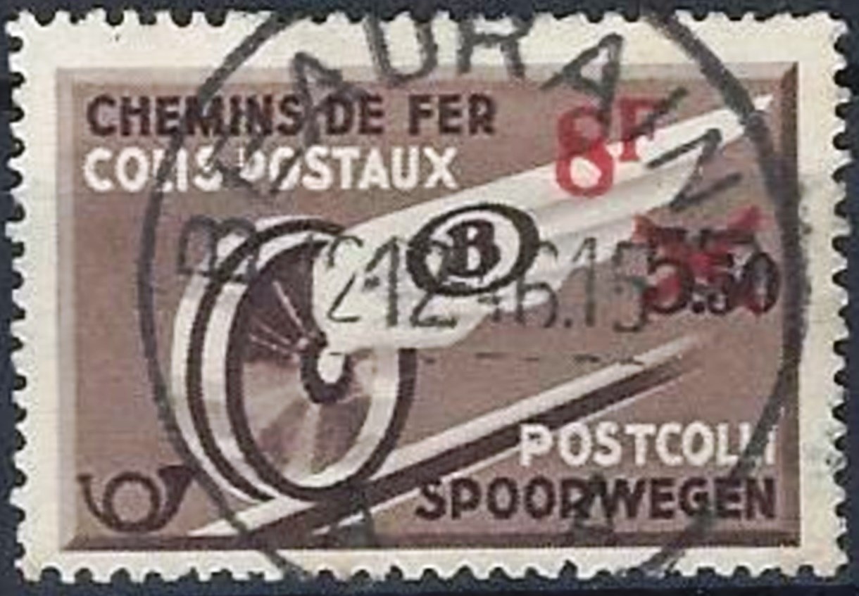 Belgium 1946 Winged Wheel Surcharged - Railway Parcel Stamps k.jpg