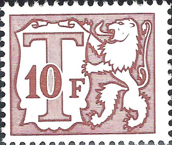 Belgium 1985 - 1988 Heraldic Lion - Small Digit - Postage Due Stamps 10Fp.jpg