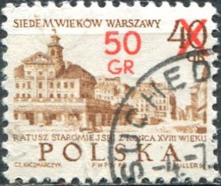 Poland 1972 Warsaw, 700th Anniversary - Surcharges 50G on 40G.jpg