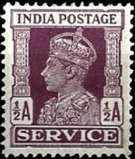 India 1939 Official Stamps - King George VI ½aA.jpg