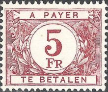 Belgium 1945 - 1953 Digit in White Circle - Postage Due Stamps 5F.jpg