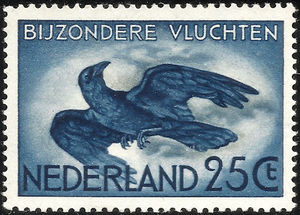 Netherlands 1953 Airmail - Carrion Crow (reissue of 1938) 25.jpg