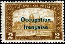 French Occupation of Hungary (ARAD) 1919 Definitive Stamps of Hungary - Overprinted "Occupation française" 2k.jpg