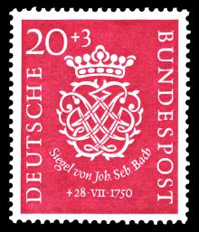 Germany-West 1950 Death Bicentenary of J. S. Bach 20+3.jpg