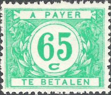 Belgium 1945 - 1953 Digit in White Circle - Postage Due Stamps 65c.jpg