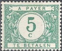 Belgium 1919 Digit in White Circle - Postage Due Stamps 5ca.jpg