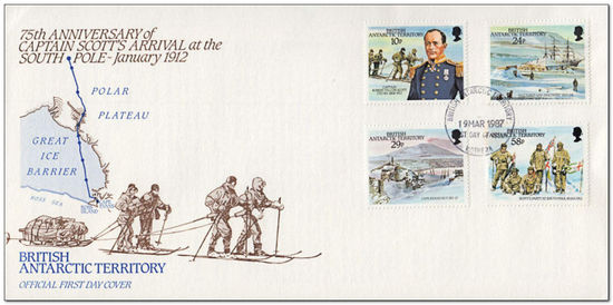 British Antarctic Territory 1987 75th Anniversary of the Arrival of Captain Scott at the S Pole fdc.jpg