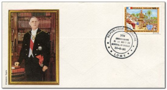 Togo 1990 20th Death Anniversary of President Charles de Gaulle fdc.jpg