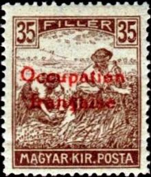 French Occupation of Hungary (ARAD) 1919 Definitive Stamps of Hungary - Overprinted "Occupation française" 35f.jpg