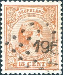 Netherlands 1891 - 1896 Definitives - Queen Wilhelmina - Long Hair 15cu.jpg