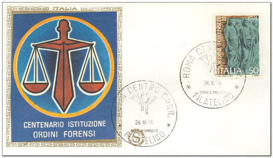 Italy 1974 Order of Advocates Centenary fdc.jpg