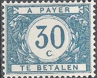 Belgium 1919 Digit in White Circle - Postage Due Stamps 30c.jpg