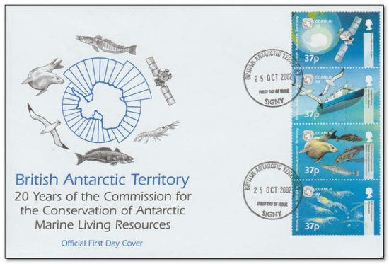 British Antarctic Territory 2002 20th Aniversary of Conservation of Antarctic Marne Life Agreement fdc.jpg