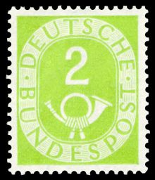 Germany-West 1951 - 1952 Definitives - Numerals & Posthorn 2pf.jpg