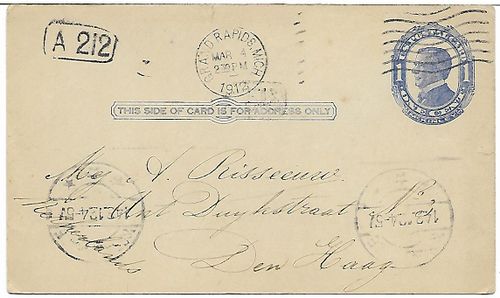 United States of America 1910 Postal card 1c McKinley Blue UX22.jpg