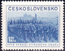 Czechoslovakia 1953 The 5th Anniversary of Communist Government 1Kr50.jpg