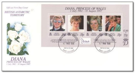 British Antarctic Territory 1998 Diana, Princess of Wales, In Memoriam fdc.jpg