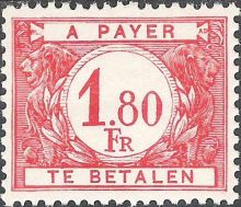 Belgium 1945 - 1953 Digit in White Circle - Postage Due Stamps 1F80.jpg