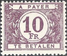 Belgium 1945 - 1953 Digit in White Circle - Postage Due Stamps 10F.jpg
