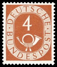 Germany-West 1951 - 1952 Definitives - Numerals & Posthorn 4pf.jpg
