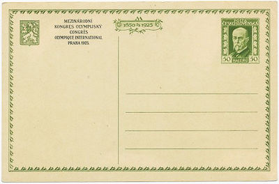 Czechoslovakia PS 1925 International Olympic Congress - Prague card1.jpg