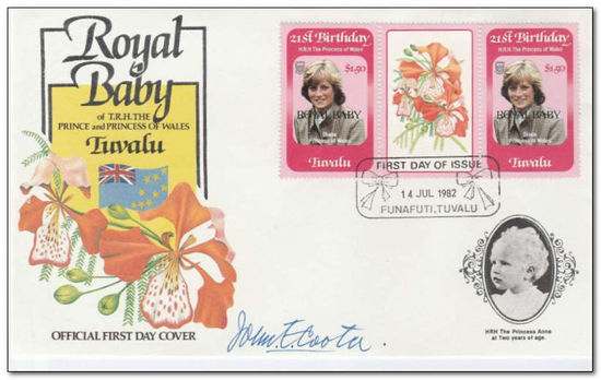 Tuvalu 1982 Birth of Prince William - issue of 1982 optd ROYAL BABY 1fdc.jpg