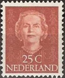 Netherlands 1949 - 1951 Definitives - Queen Juliana 25c.jpg