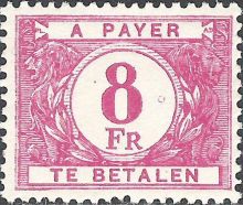 Belgium 1945 - 1953 Digit in White Circle - Postage Due Stamps 8F.jpg