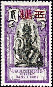 French Indian Settlements 1922 Definitives - Surcharged 0.05 on 15c.jpg