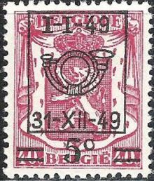 Belgium 1949 Definitives - Heraldic Lion Precancellation and Surcharged c.jpg