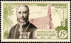 French Equatorial Africa 1952 The 100th Anniversary of the Birth of Mgr. Augouard 15f.jpg