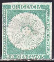 Uruguay 1856 Definitives - Diligencia (type 1) 80c.jpg