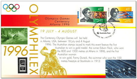 Australia 1996 Olympic Games Centenary & Paralympic Games Anniversary fdc.jpg