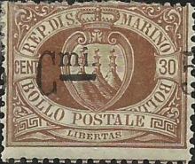 San Marino 1892 Surcharged Definitives 26.jpg