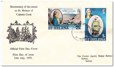 St Helena 1975 Bicentenary of Captain Cooks return to St Helena fdc.jpg