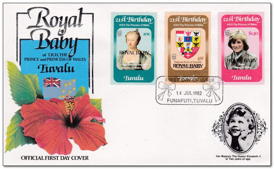 Tuvalu 1982 Birth of Prince William - issue of 1982 optd ROYAL BABY fdc.jpg