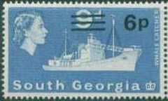 South Georgia 1971 Fauna - Issues of 1963 Surcharged 6p on 9d.jpg