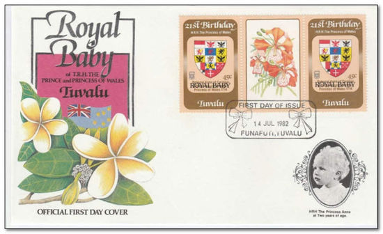 Tuvalu 1982 Birth of Prince William - issue of 1982 optd ROYAL BABY 2fdc.jpg