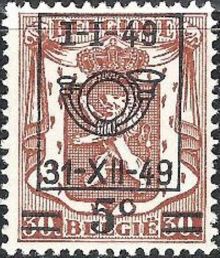 Belgium 1949 Definitives - Heraldic Lion Precancellation and Surcharged b.jpg