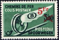 Belgium 1938 - 1939 Winged Wheel Surcharged - Railway Parcel Stamps e.jpg